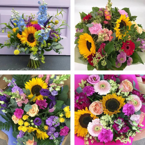 Summer hand-tied bouquet made with beautiful fresh flowers