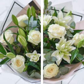 Beautifully Simple White Rose and Lily Bouquet