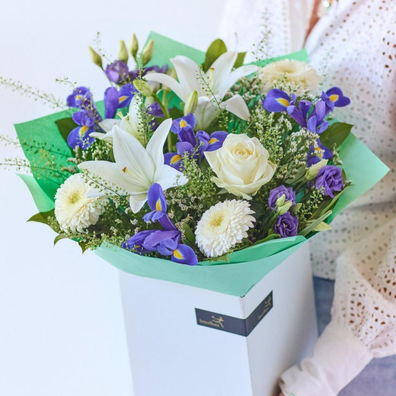 Brilliant Blue and White Bouquet