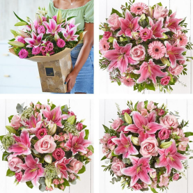 Luxurious Pink Rose and Lily Bouquet